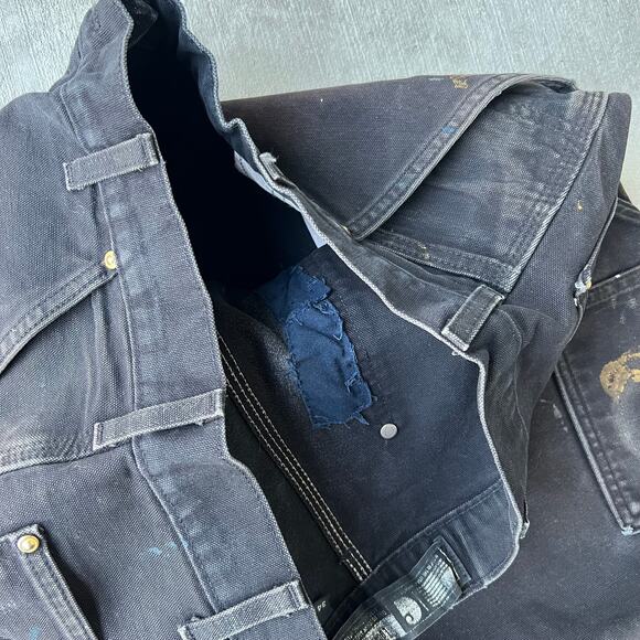 Vintage Y2K Carhartt faded black double knee work wear carpenter pants - Picture 7 of 10